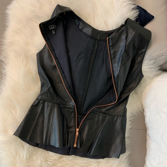 *SOLD* CO by Cotton On faux leather peplum top - Picture 9 of 14